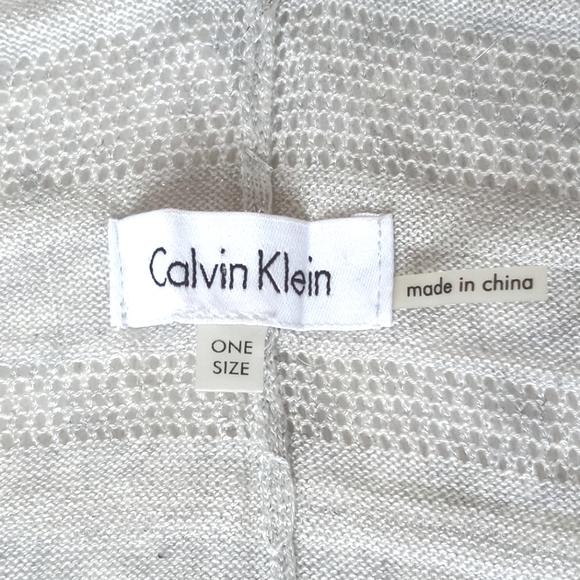 *Relisted* Calvin Klein Wrap/ Poncho Gray & Faint White Stripe Silver Threading - Picture 3 of 15